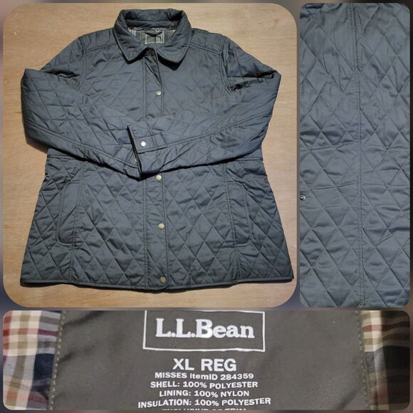 LL Bean Quilted Riding Jacket Olive Green Size XL Regular Womens Sports Coat - Picture 1 of 13
